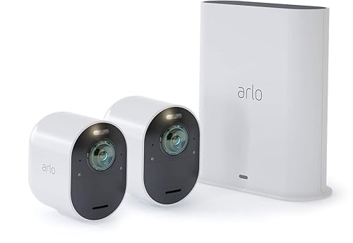 Arlo Technologies Ultra - 4K UHD Wire-Free Security 2 Camera System | Indoor/Outdoor with Color Night Vision, 180° View, 2-Way Audio, Spotlight, Siren | Compatible with Alexa and HomeKit | (VMS5240) 3 Piece Set Ultra